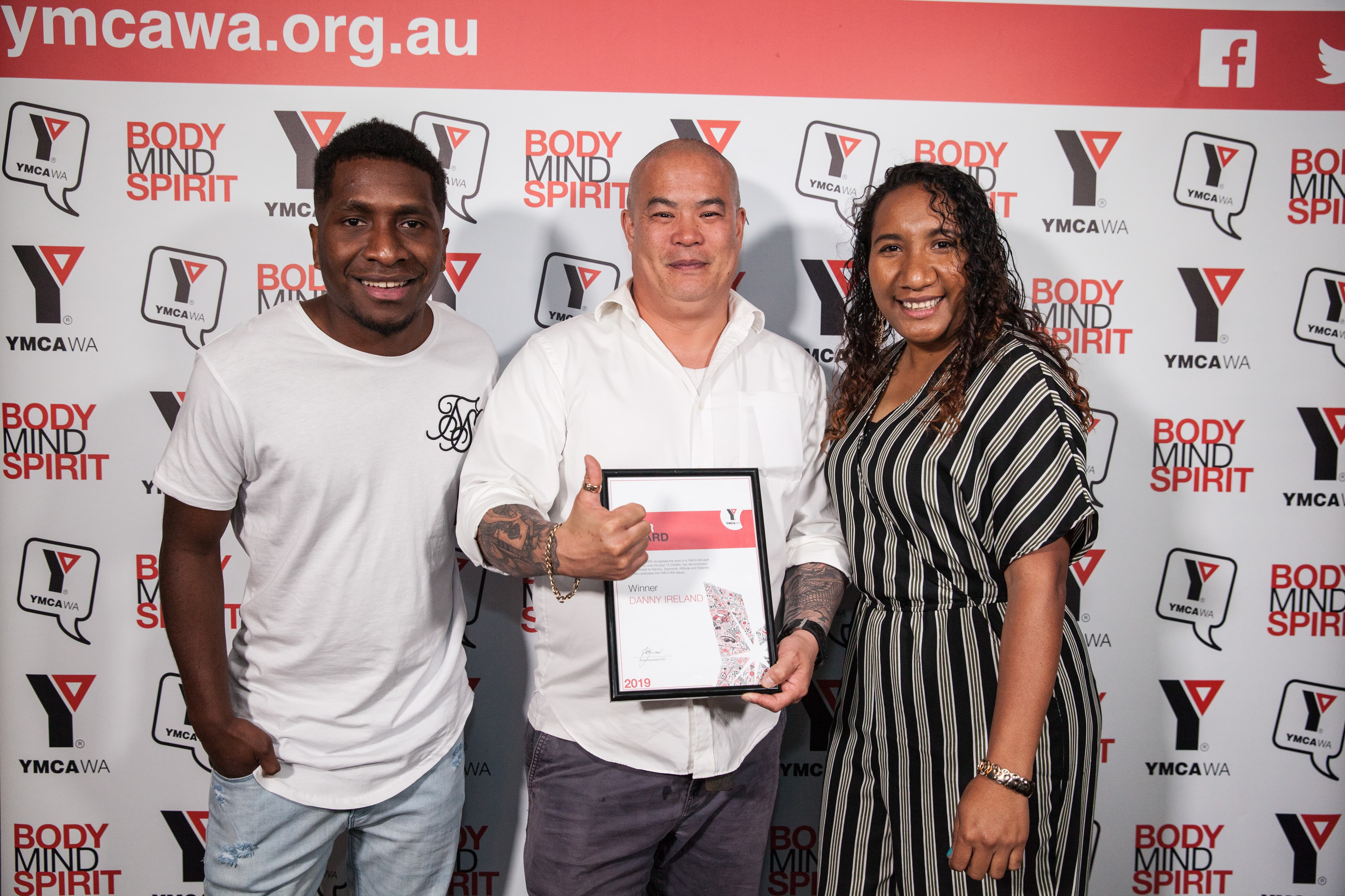 YMCA WA Staff Awards Winner Danny Ireland with coworkers