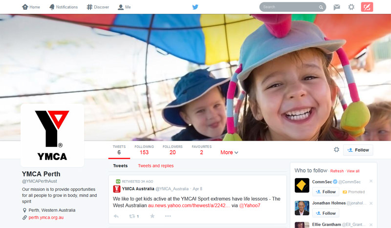 YMCA Perth new look Twitter